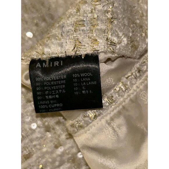 NWT $3706 Amiri Sequin Embellished Tweed Jacket Alabaster Size 54 - Picture 13 of 13